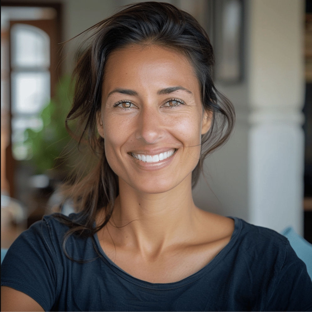 a dark-haired woman smiling